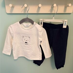 Mayoral White Bear Top and Navy Pants Set
